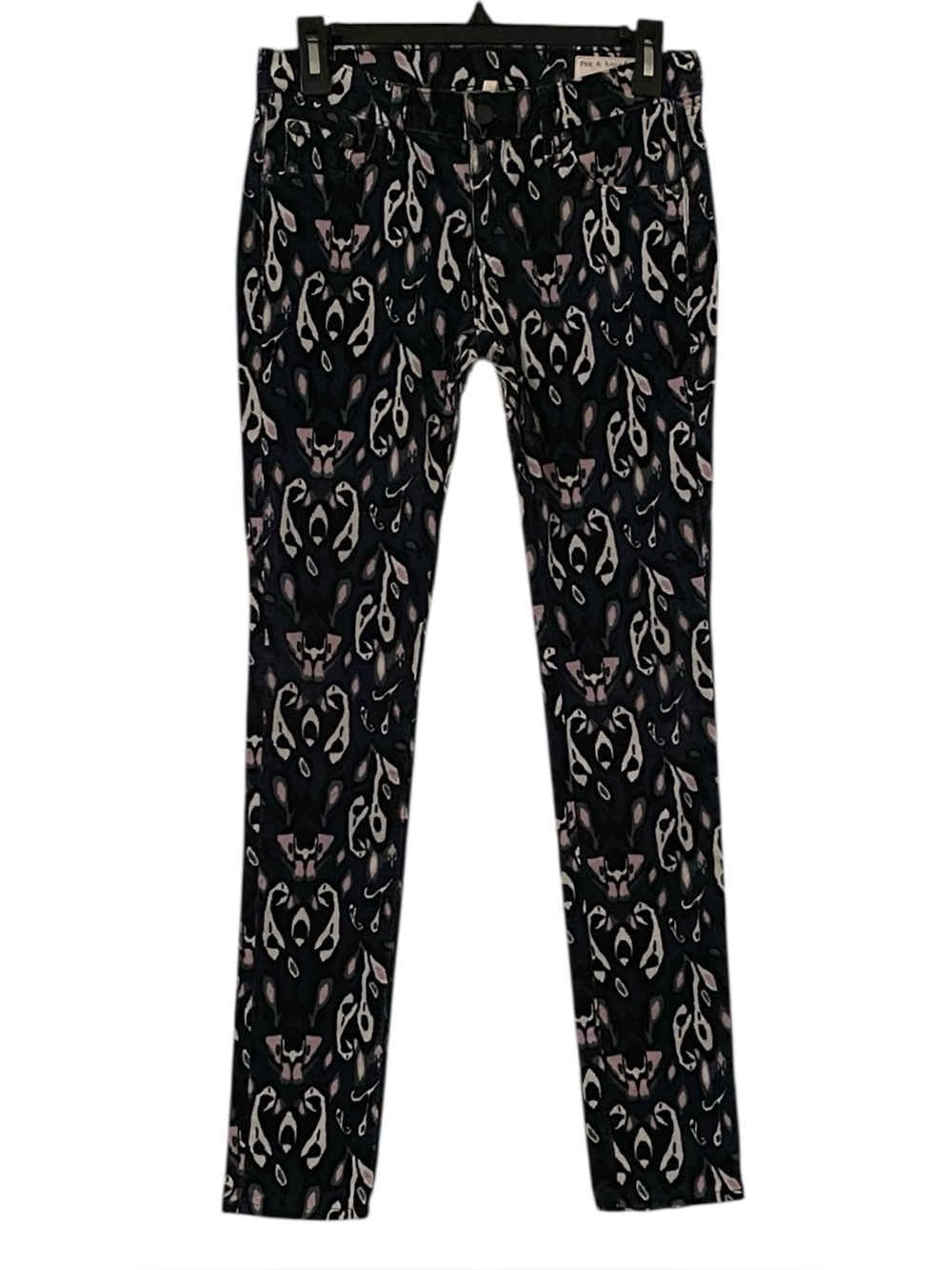 Rag & Bone Women's Navy Multicolor Ikat Pattern Corduroy Skinny Jeans Size 26